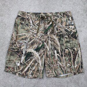 Cabela's Swim Shorts Mens 36 Green/Brown Camo‎ Cargo Unlined Board Hybrid Trunks